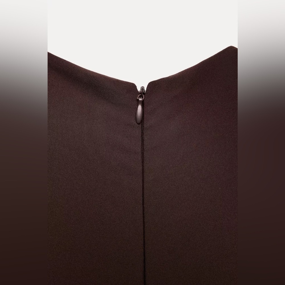 Zara long brown fitted dress midi bodycon evening cocktail casual - Picture 11 of 12